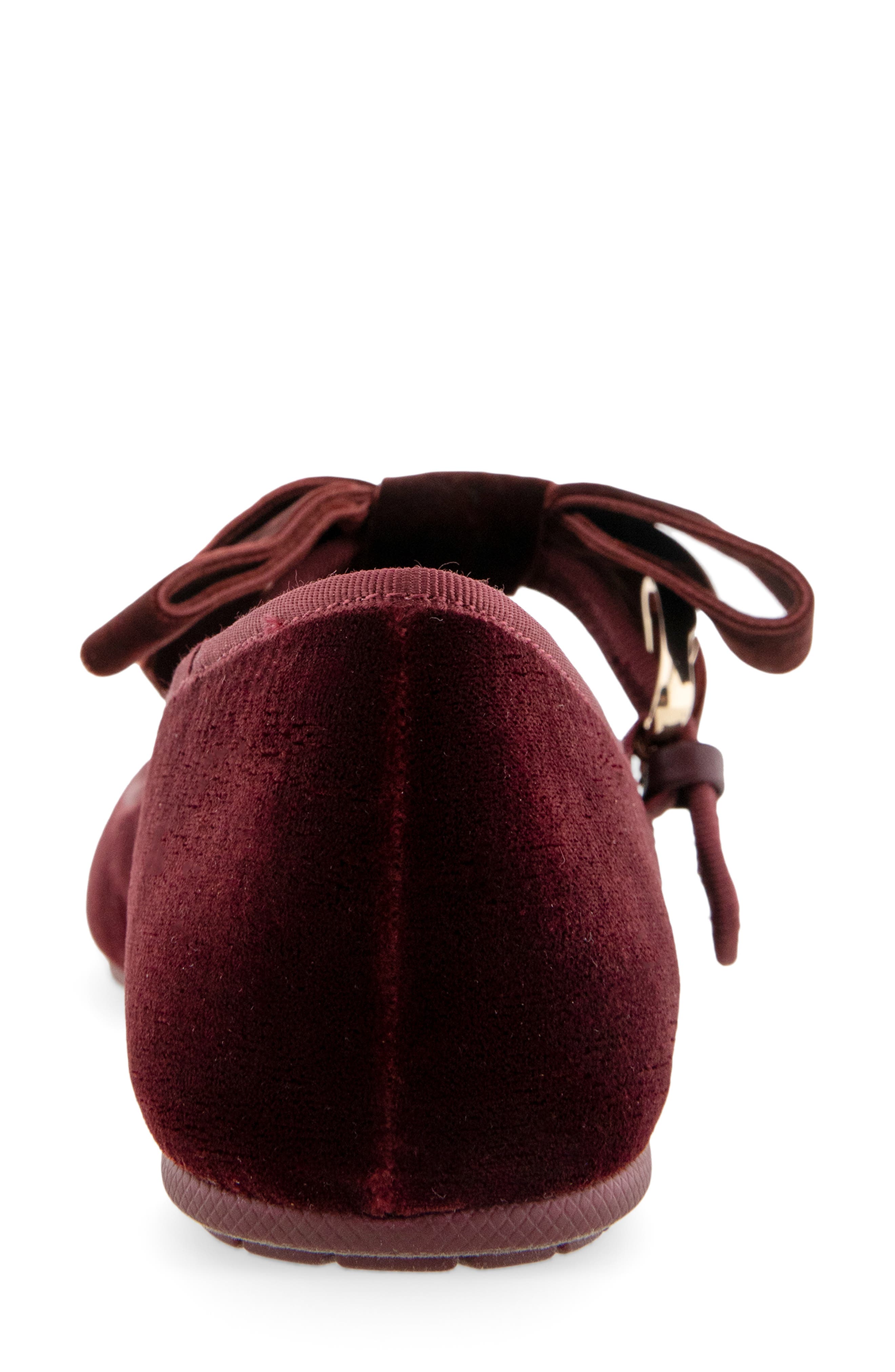 Poppy Mary Jane Flat, Alternate, color, BURGUNDY VELVET FABRIC