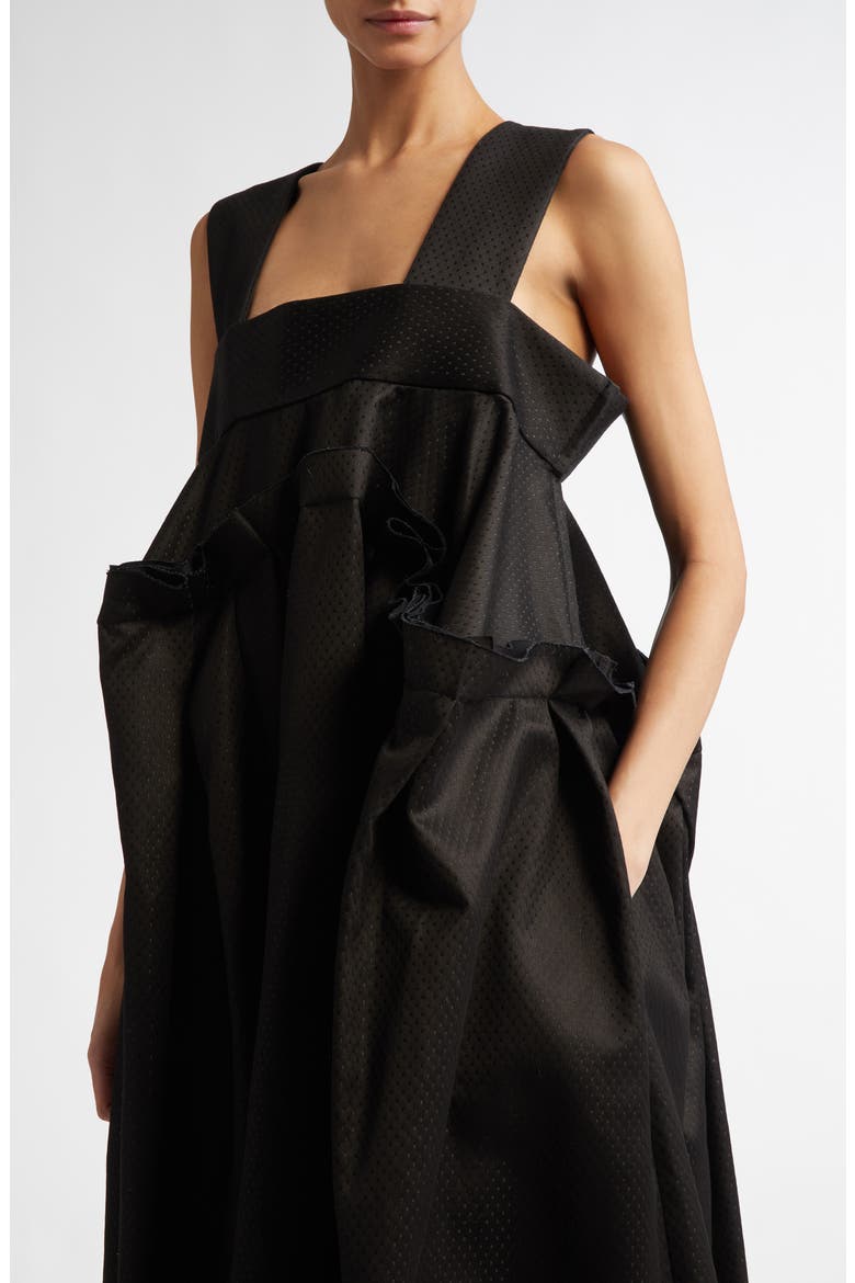 Dobby Dot Square Neck Dress, Alternate, color, BLACK