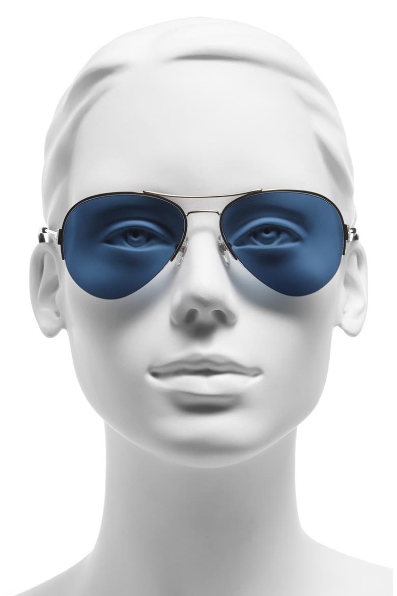 55mm Aviator Sunglasses, Alternate, color, SILVER