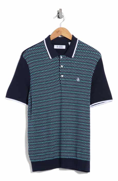 Geometric Jacquard Cotton Sweater Polo