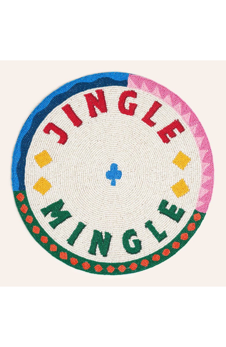 Zsa Zsa Zsu Dadri Beadded Placemat Jingle 14 In, Main, color, White