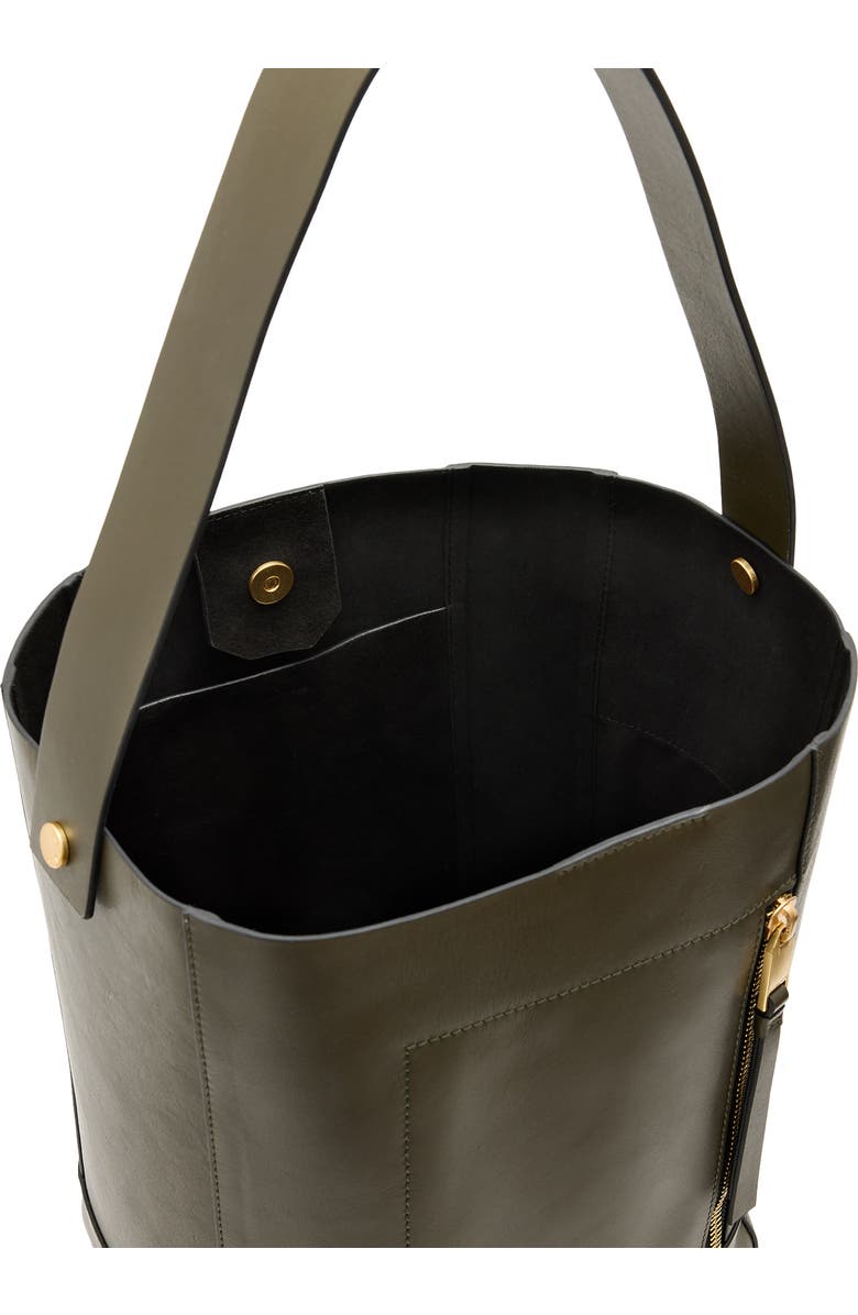 AllSaints Alba Leather Hobo Bag, Alternate, color, Military Green