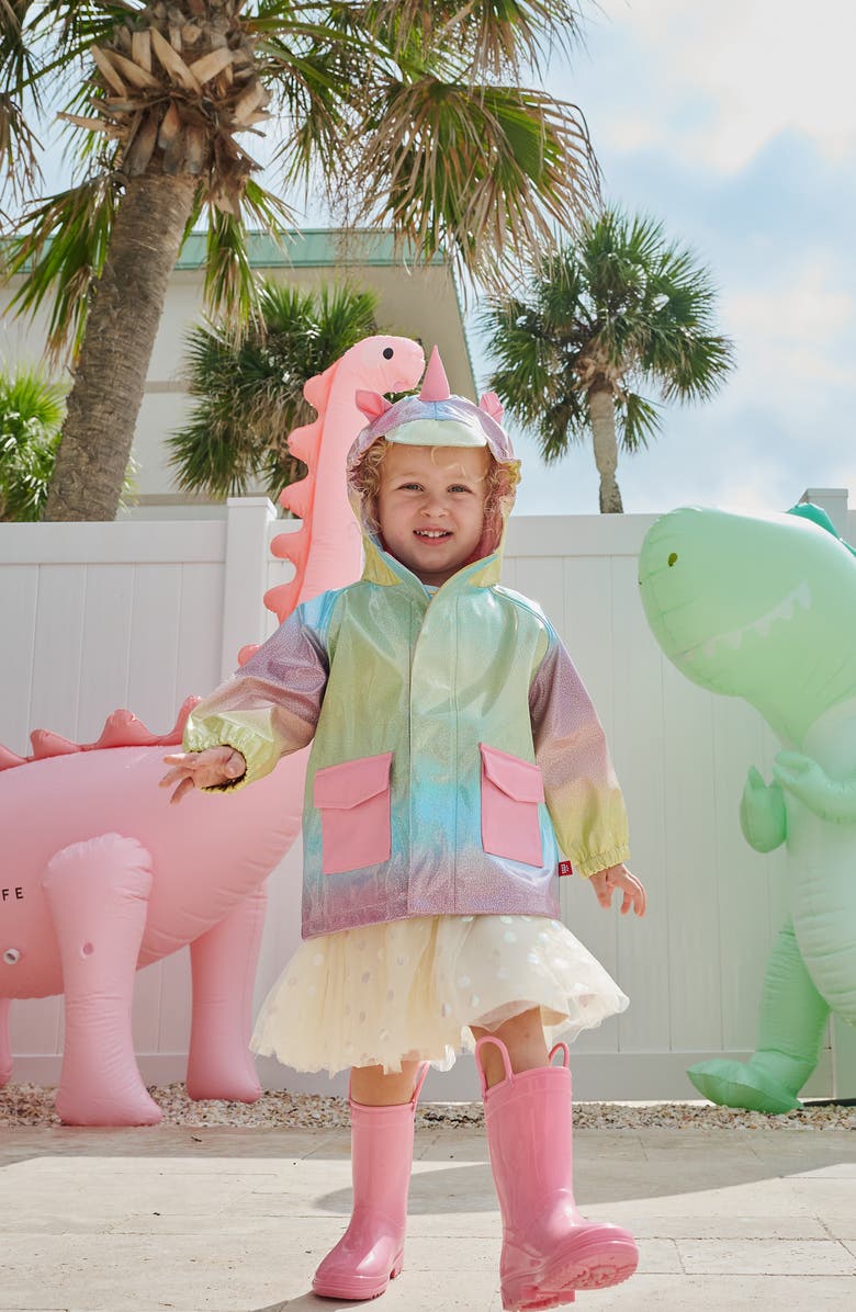 Magnetic Me Kids' Unicorn Sparkle Hooded Raincoat, Alternate, color, Unicorn Sparkle