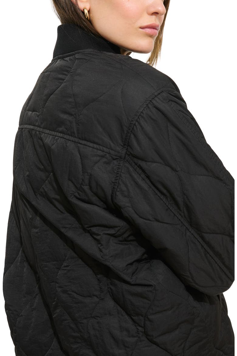 Wembley Quilted Bomber Jacket with Removable Faux Shearling Collar, Alternate, color, BLACK