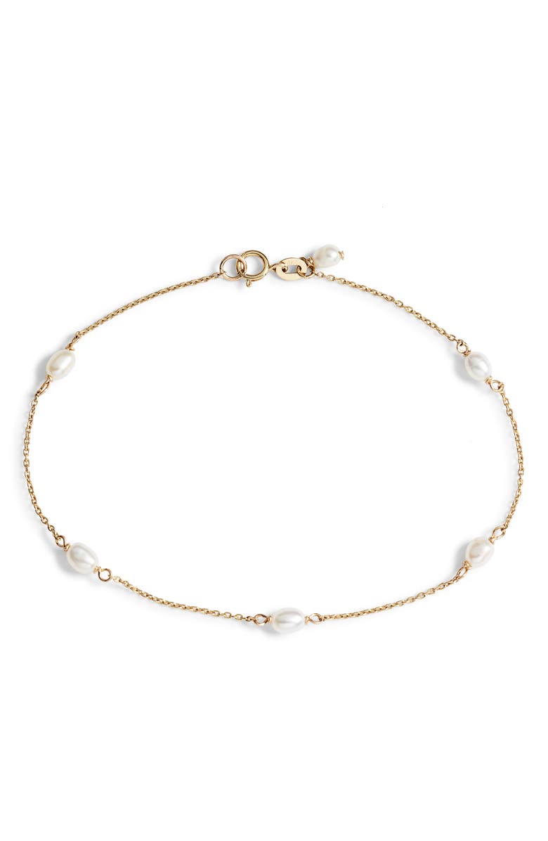Poppy Finch Keshi Pearl Station Bracelet, Main, color,