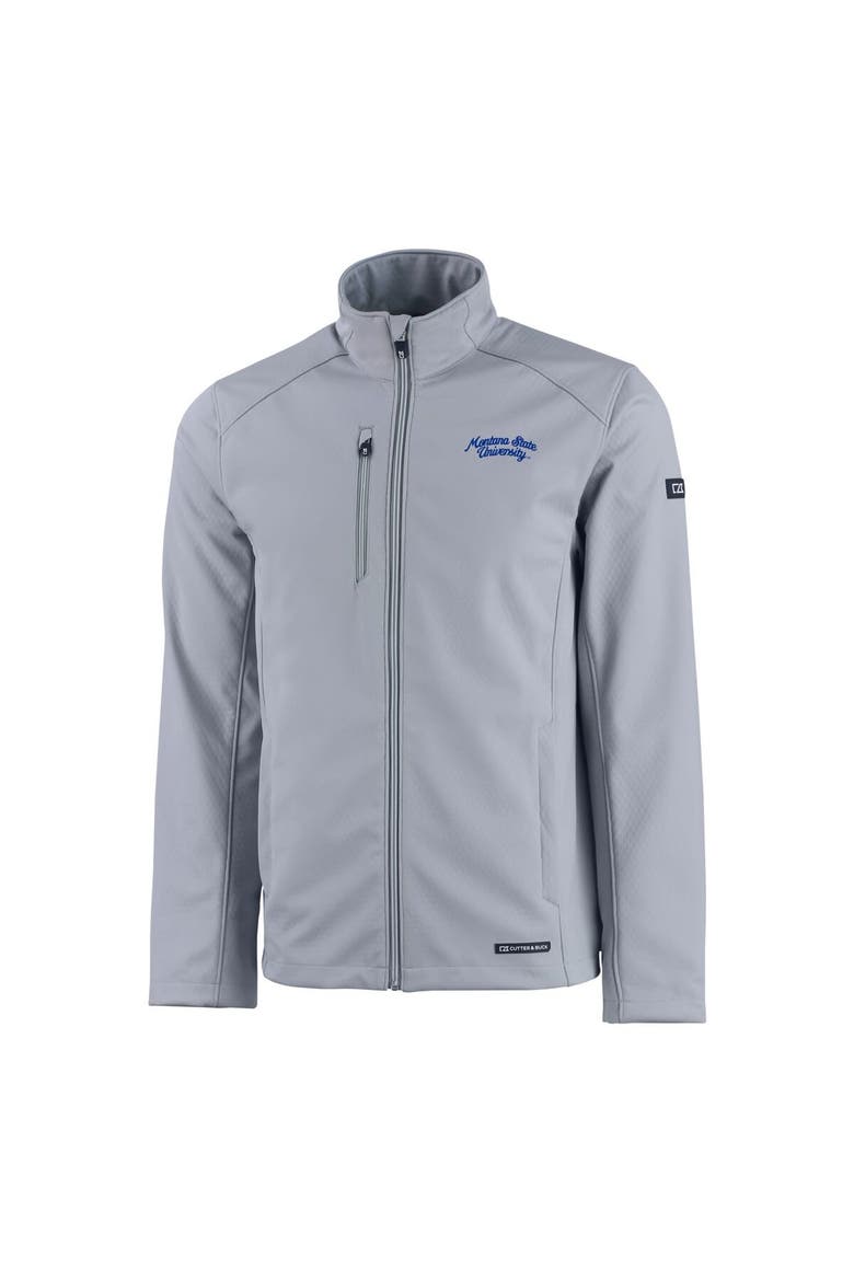Men's Cutter & Buck  Gray Montana State Bobcats Vault Evoke Eco Softshell Recycled Full-Zip Jacket, Alternate, color, Gray