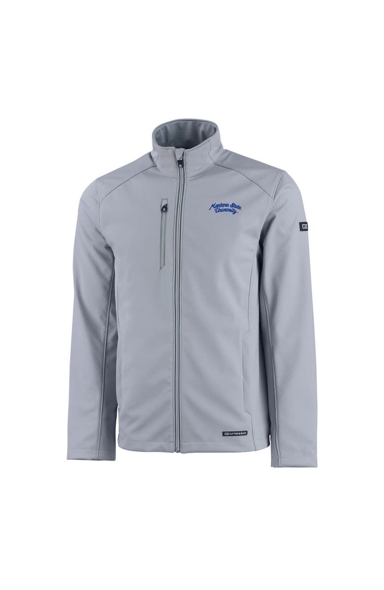 Cutter & Buck Men's Cutter & Buck Gray Montana State Bobcats Vault Evoke Eco Softshell Recycled Full-Zip Jacket, Alternate, color,