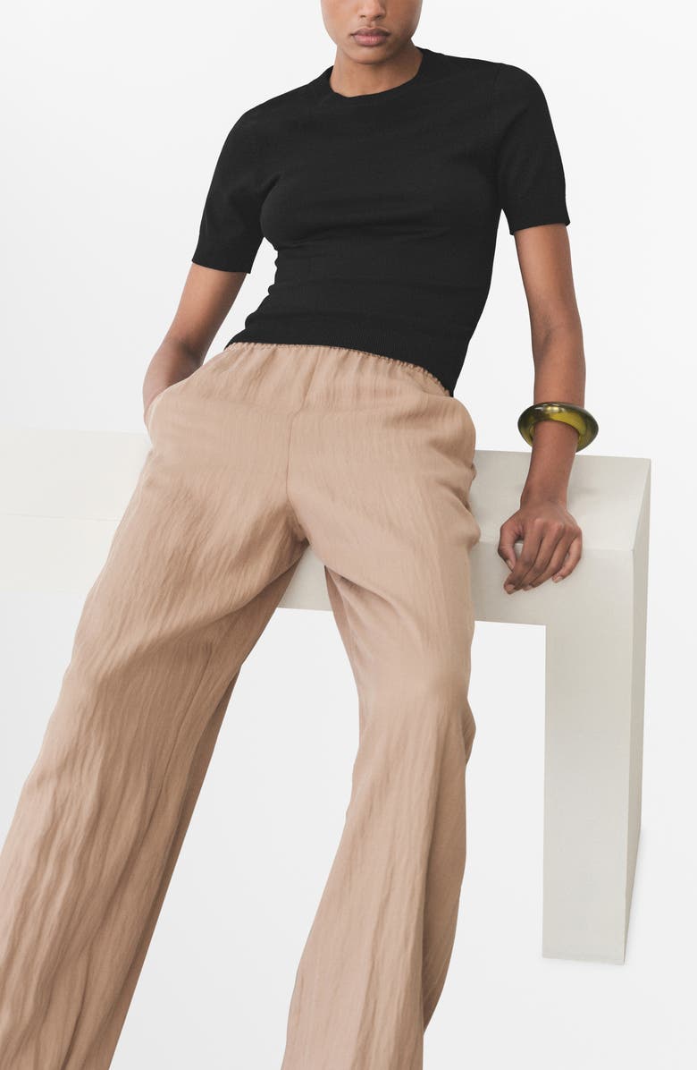 MANGO Short Sleeve Sweater, Alternate, color, Black