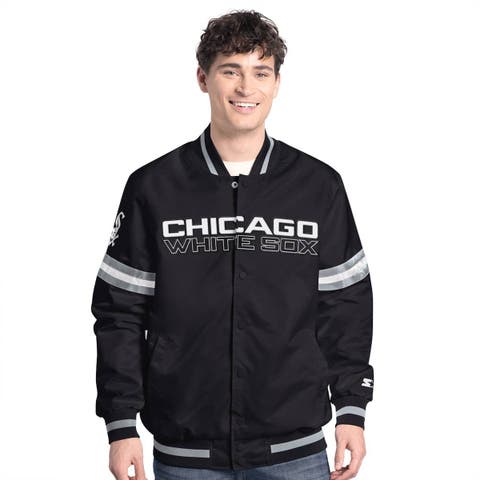 Men's Starter  Black Chicago White Sox Scout Full-Snap Varsity Jacket