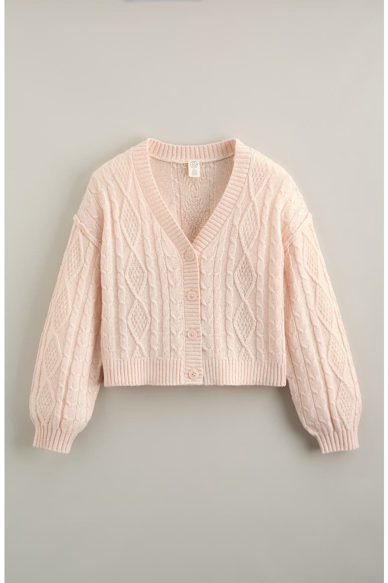 Kids' Cable Stitch Cardigan, Main, color, PINK ROSEWATER