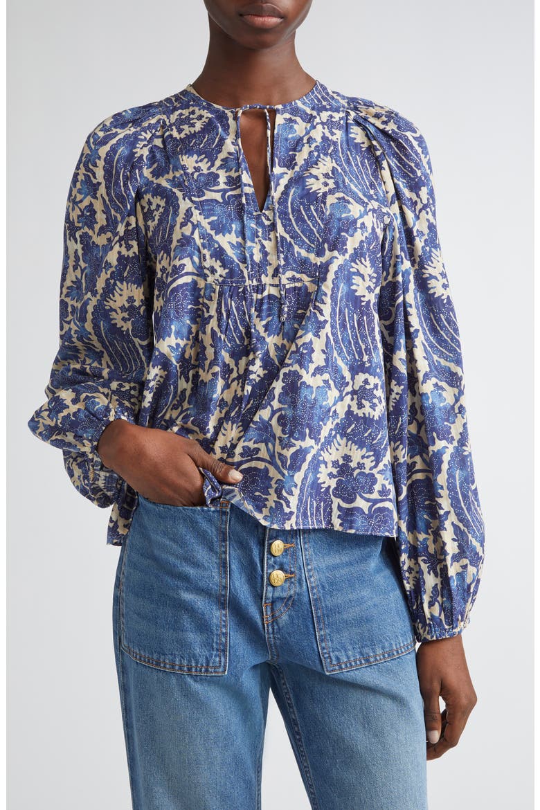 Brea Floral Top, Main, color, OCEAN