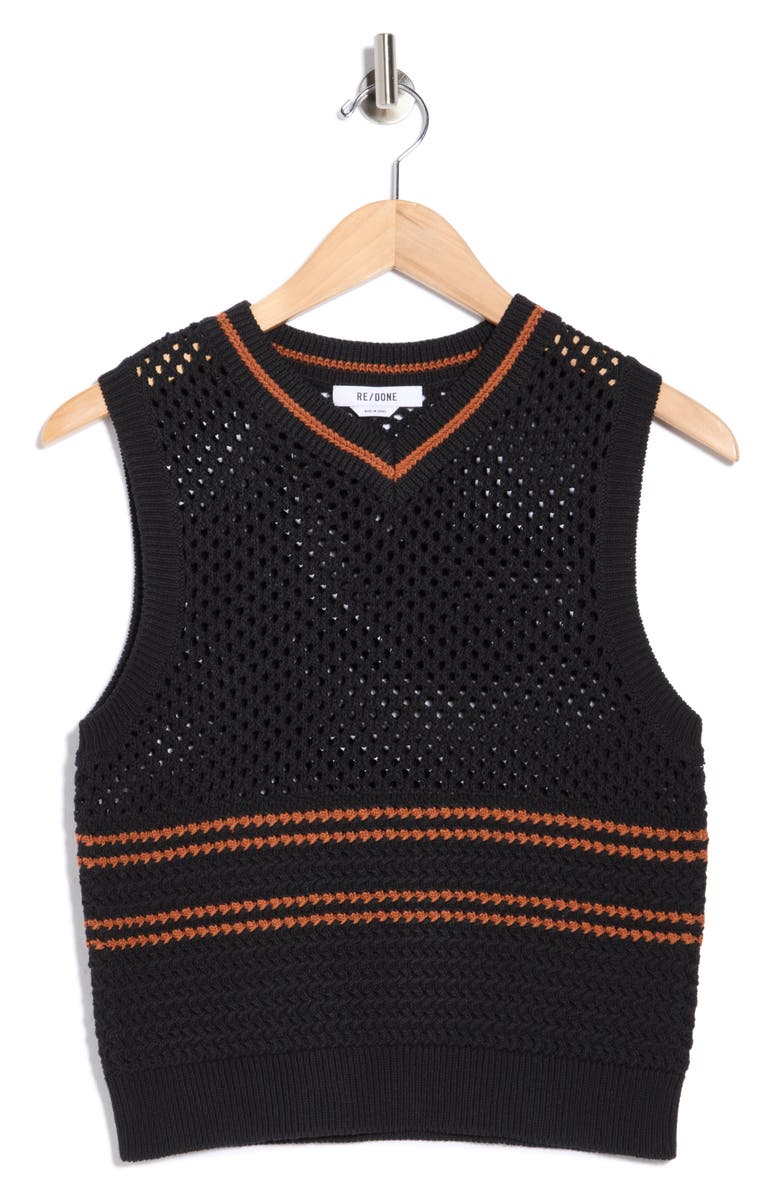 Re/Done Mesh Sweater Vest, Main, color, Black Combo