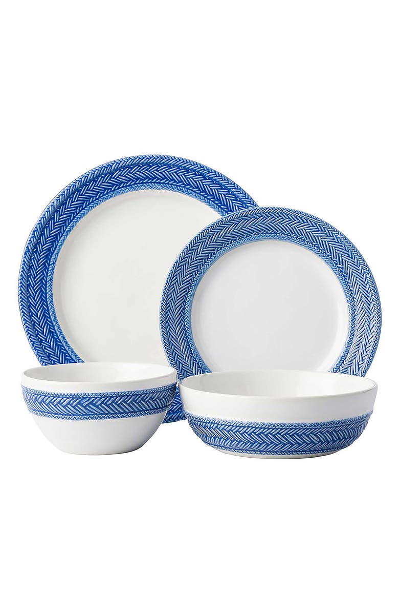 Juliska Le Panier 4-Piece Dinnerware Place Setting, Main, color, Whitewash/Delft Blue