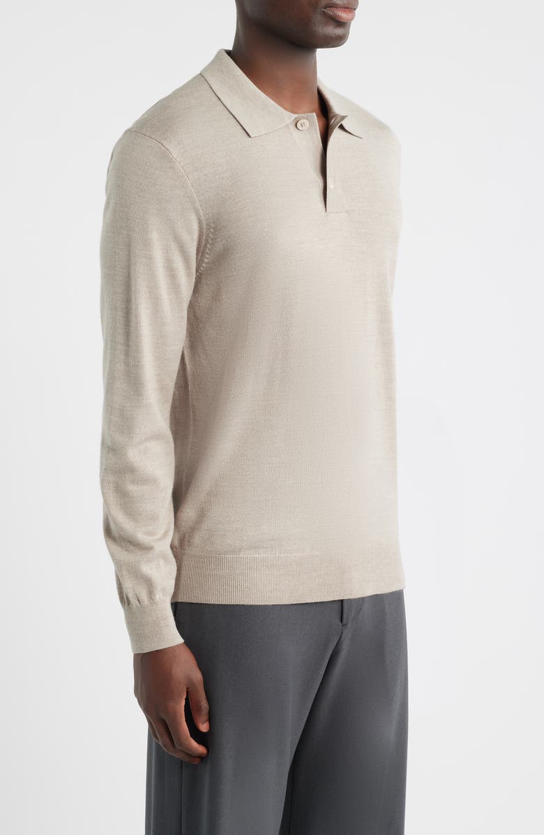 NN07 Serge 6584 Long Sleeve Wool Blend Polo Sweater, Alternate, color, Desert Khaki
