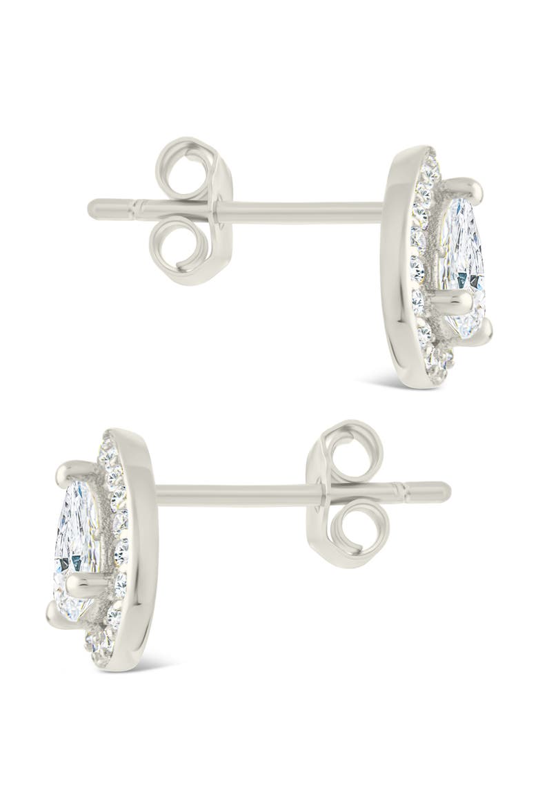 Pear Cut Cubic Zirconia Halo Stud Earrings, Alternate, color, SILVER