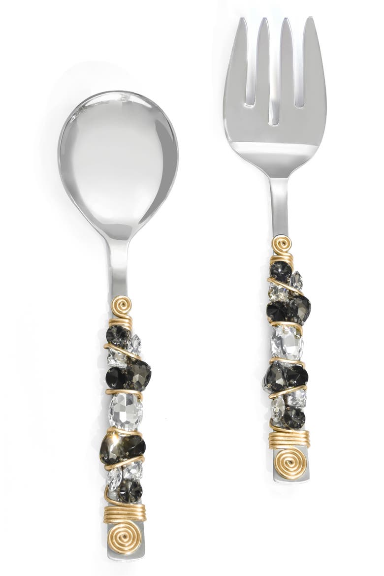 Embellished Radiance Constellation 2-Piece Salad Serving Set, Main, color, BLACK