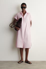COS Striped Short-sleeved Cotton Shirt Dress