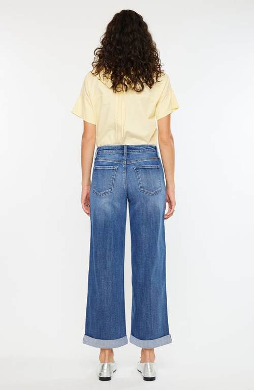 Kancan Reyna Essentials High Rise Wide Leg Jeans In Blue