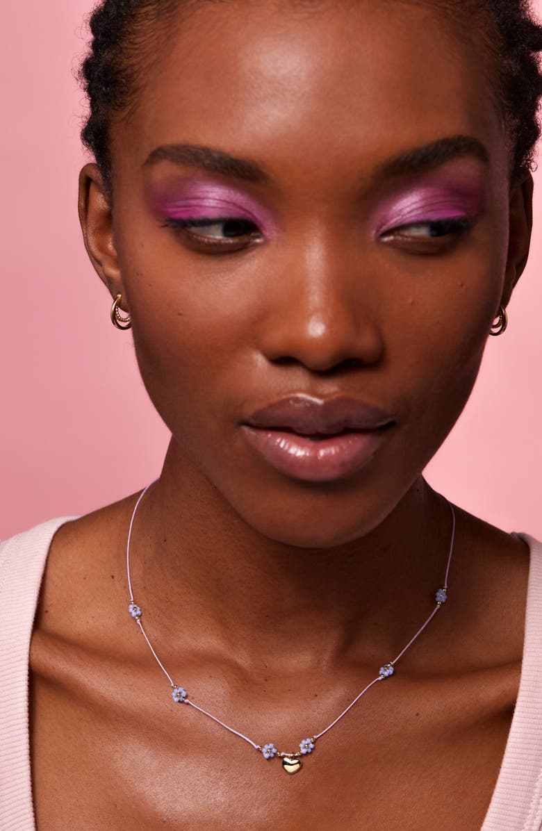 Estella Bartlett Miyuki Heart & Flower Beaded Necklace, Alternate, color, Gold