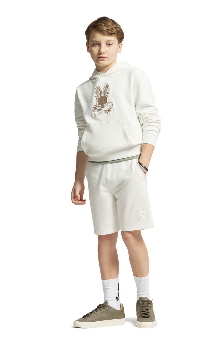 Psycho Bunny Kids' Embroidered Shorts, Alternate, color, Ecru