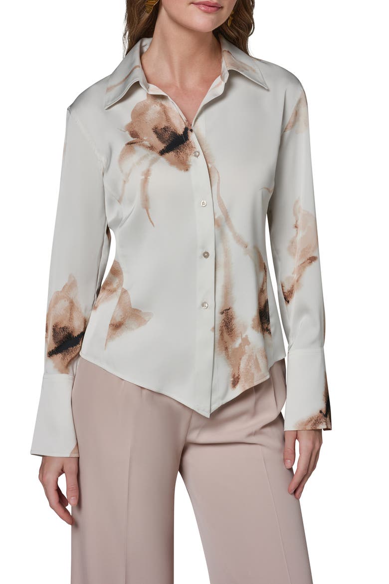 Floral Print Button-Up Shirt, Main, color, LIGHT TUSCAN GREY MULT