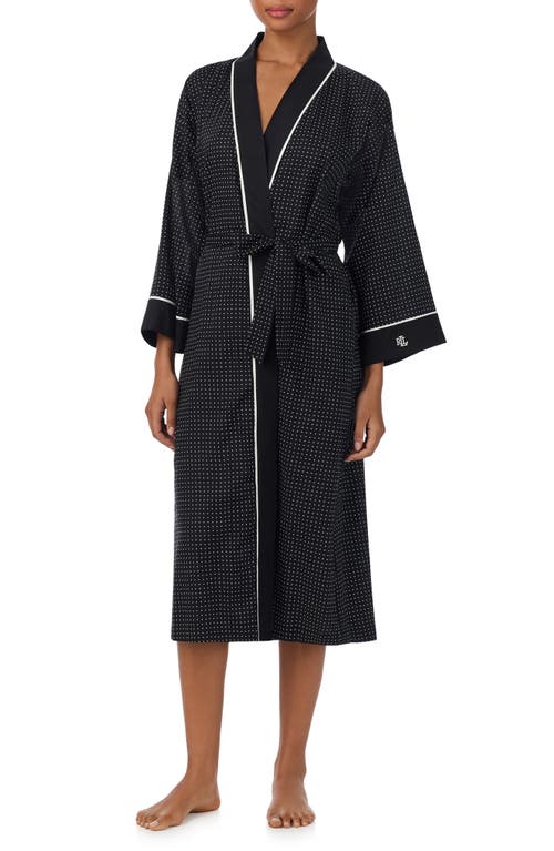 Ralph Lauren Lauren Dot Print Robe In Black