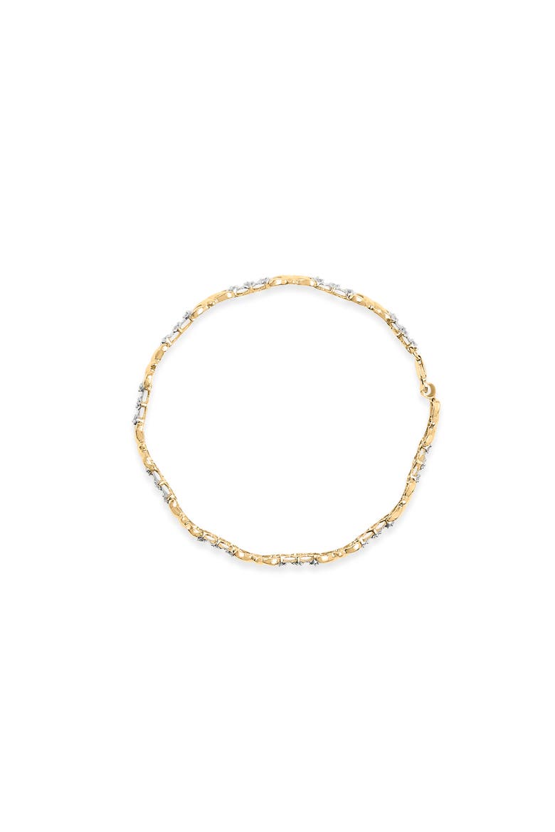 10k Yellow Gold 1/3 Cttw Diamond 3 Stone and X-Link Bracelet - 7.50" Inches, Alternate, color, Yellow