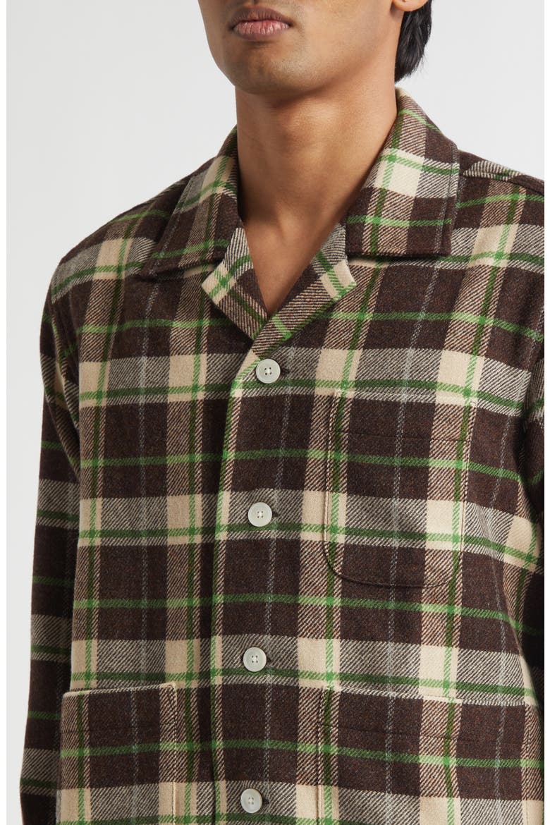 Woodcrest Plaid Wool Flannel Overshirt, Alternate, color, BROWN GREEN