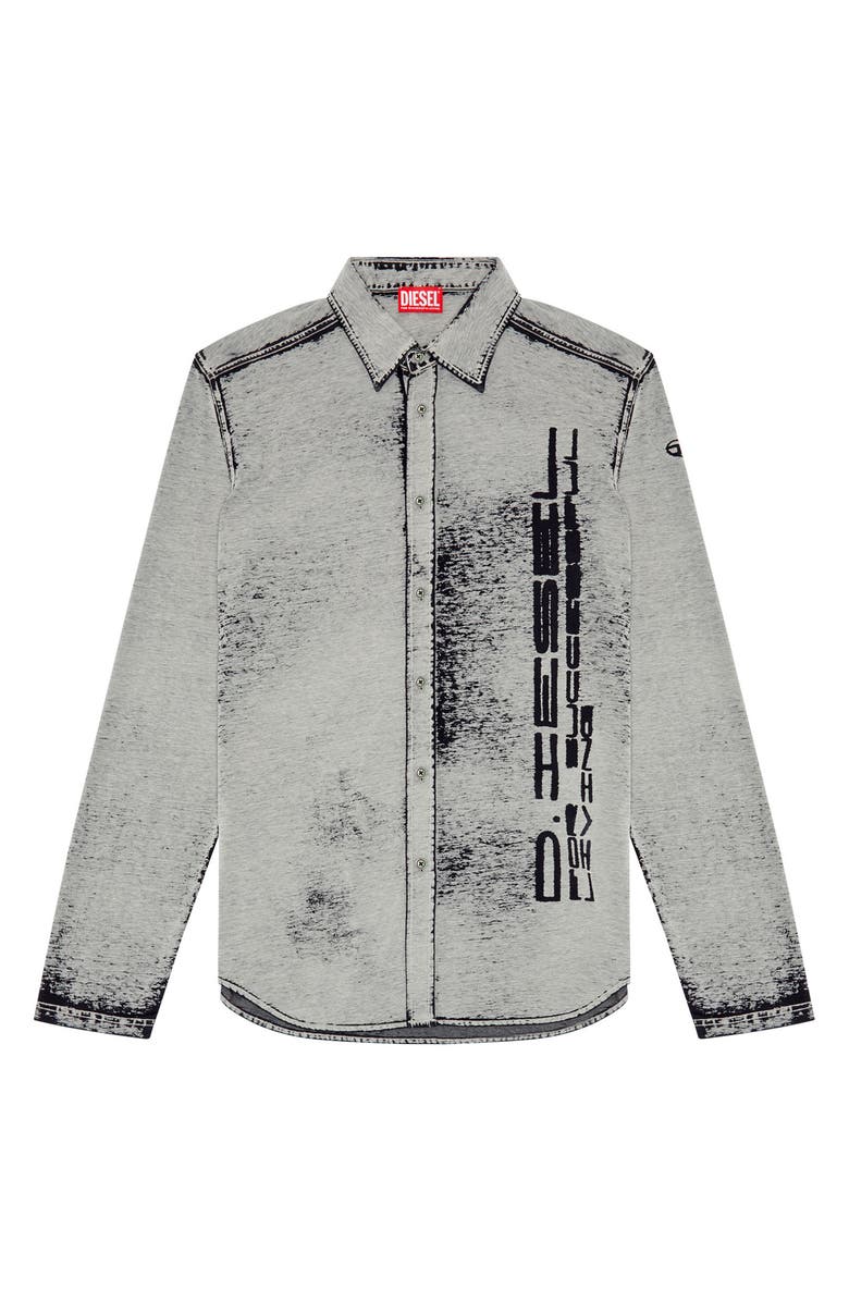 DIESEL<sup>®</sup> Burnout Knit Button-Up Shirt, Alternate, color,