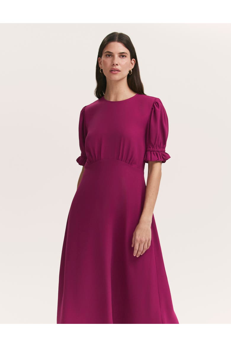 Mela Chiffon Midi Tea Dress, Alternate, color, Berry