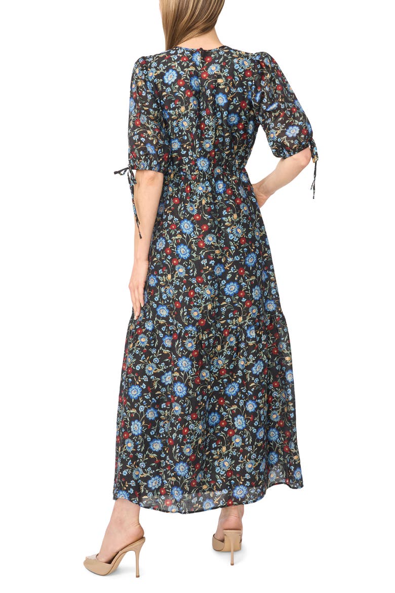 Puff Sleeve Maxi Dress, Alternate, color, RICH BLACK