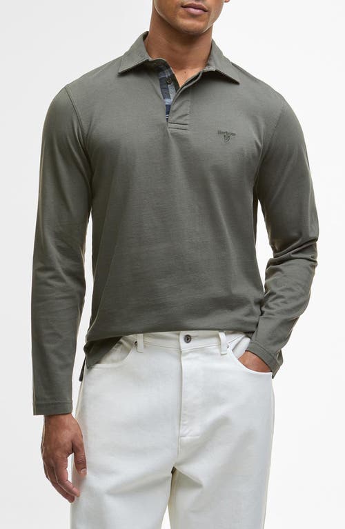 Barbour Margrove Tailored Fit Long Sleeve Cotton Polo In Gray