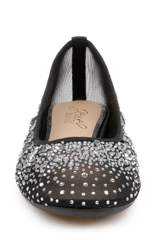 Jewel Badgley Mischka Nuala Embellished Flat In Black Mesh