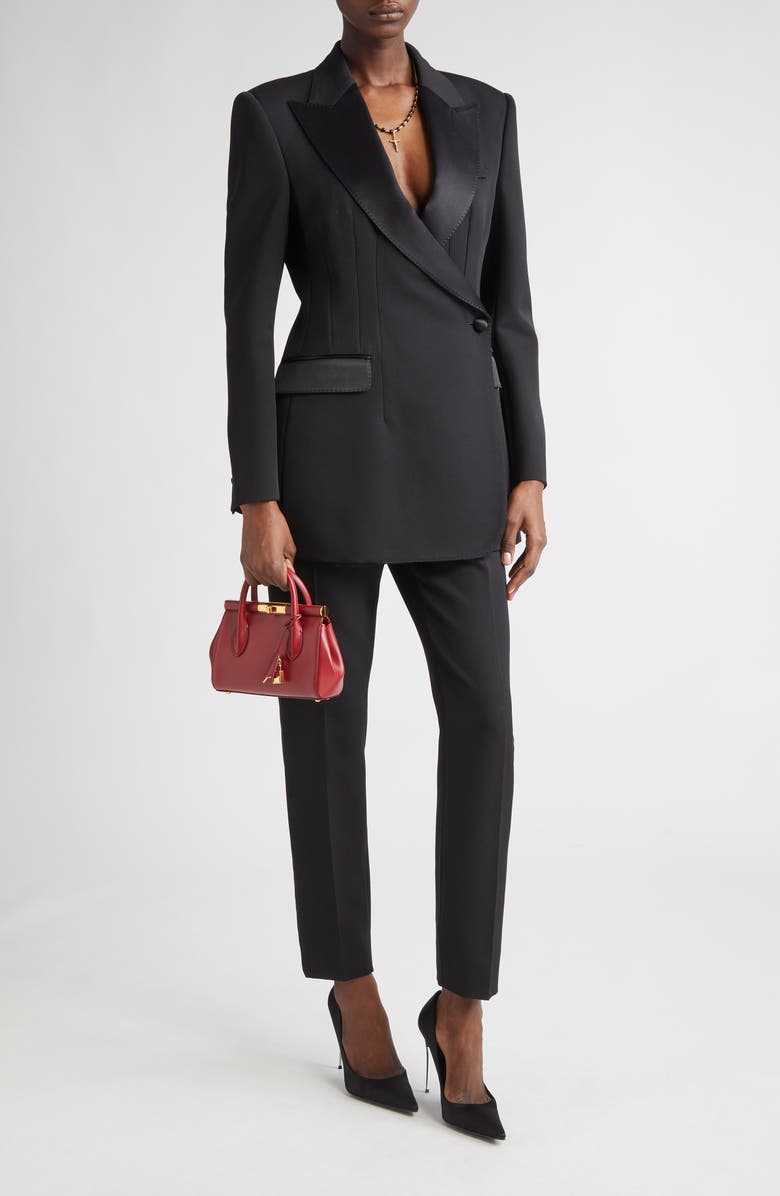 Dolce&Gabbana Double Breasted Gabardine Tuxedo Jacket, Alternate, color, 