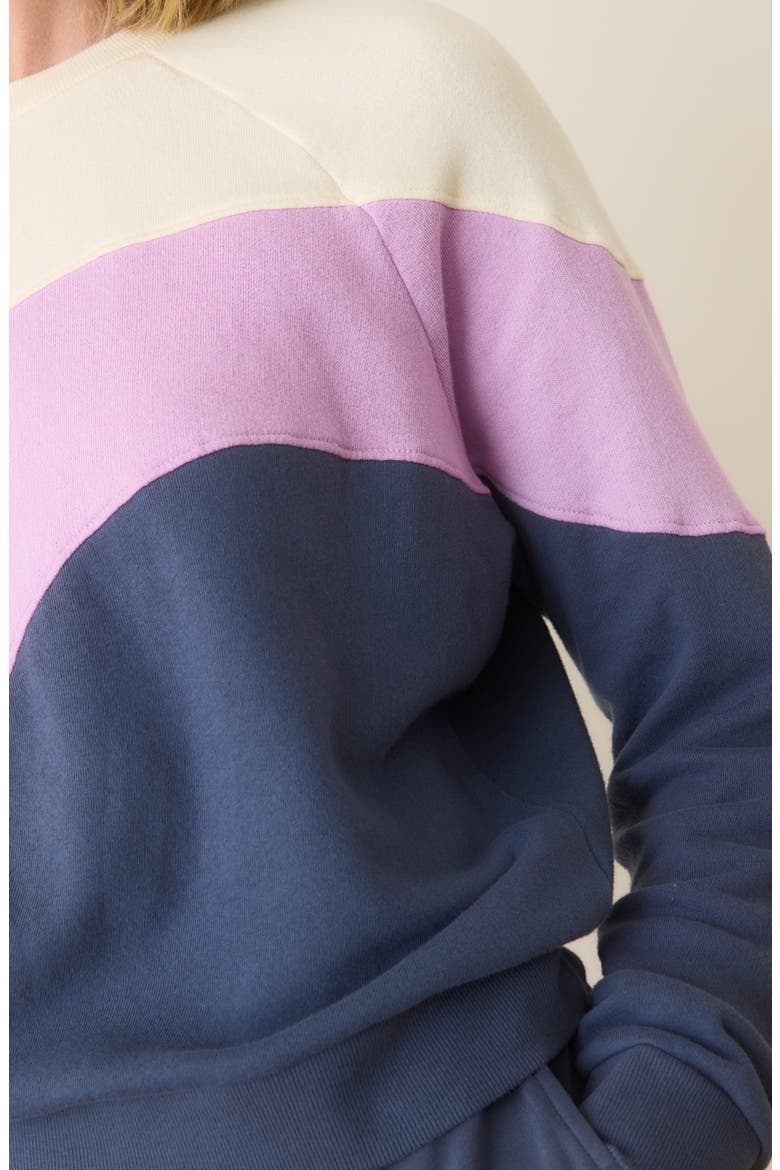 Colorblock Cotton Terry Sweatshirt, Alternate, color, COOL WAVE
