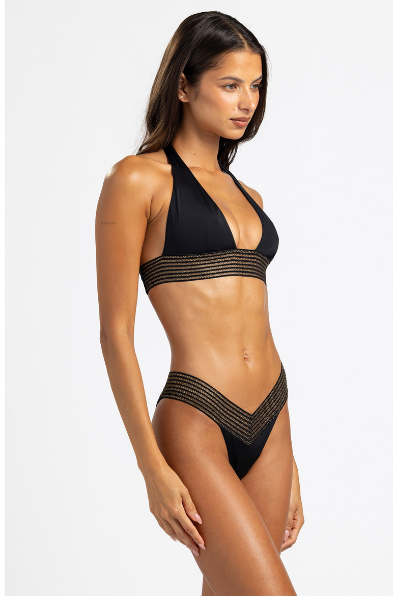 Addie Halter Top, Alternate, color, Black / Gold