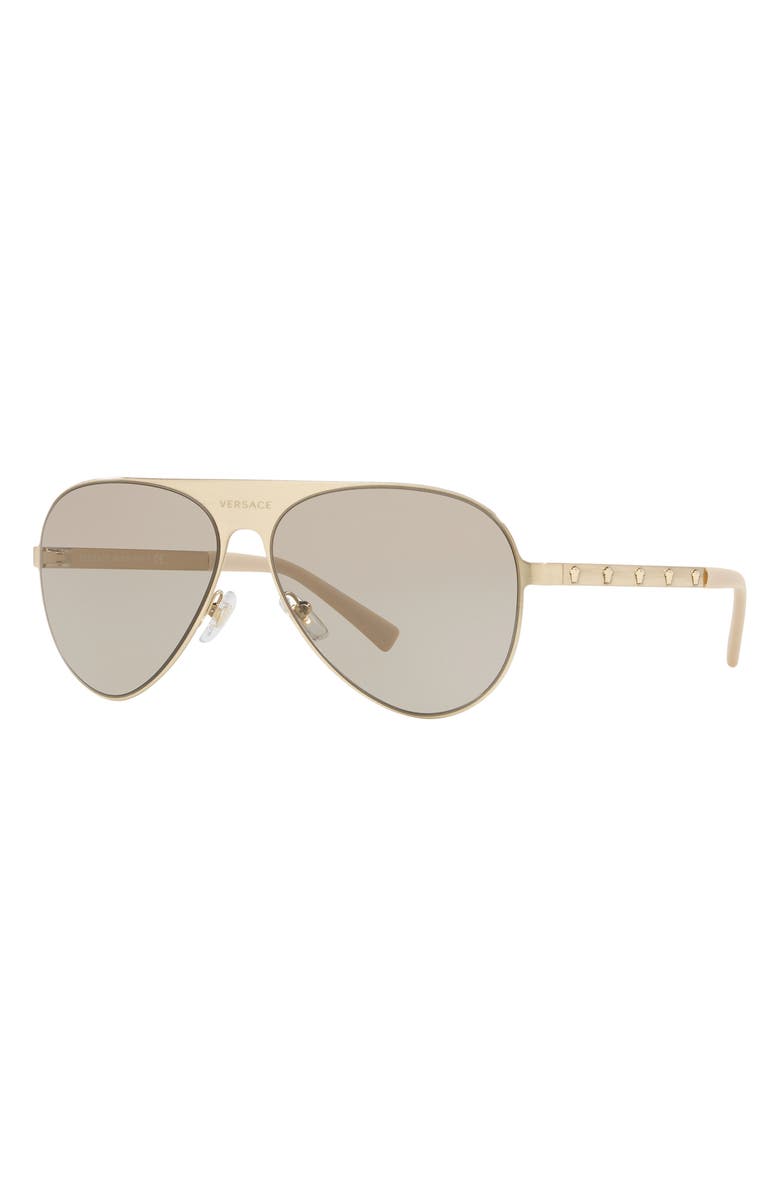 Versace 59mm Pilot Aviator Sunglasses, Alternate, color, Lite Brown
