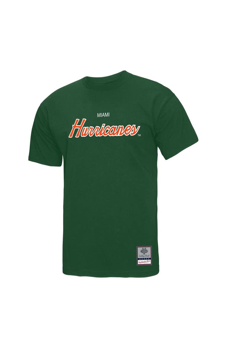 Men's Mitchell & Ness  Green Miami Hurricanes Elite Script T-Shirt, Alternate, color, Green