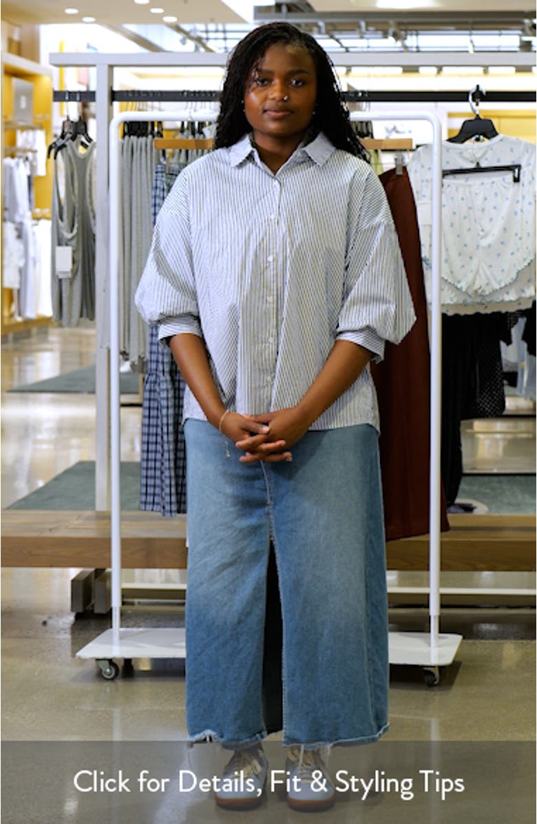 Stripe Puff Sleeve Button-Up Shirt, sales video thumbnail