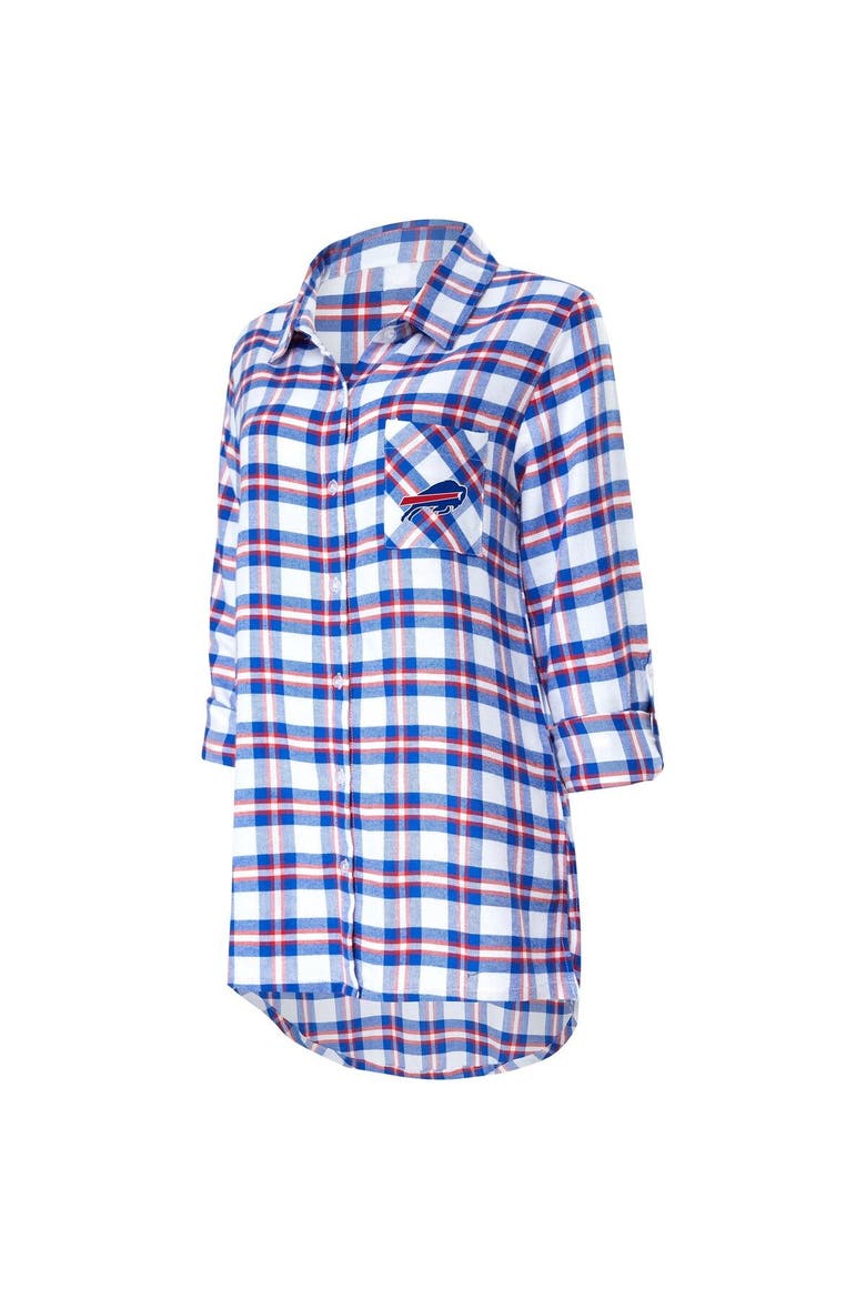 Women's Concepts Sport Royal Buffalo Bills Sienna Plaid Full-Button Long Sleeve Nightshirt, Alternate, color, Royal