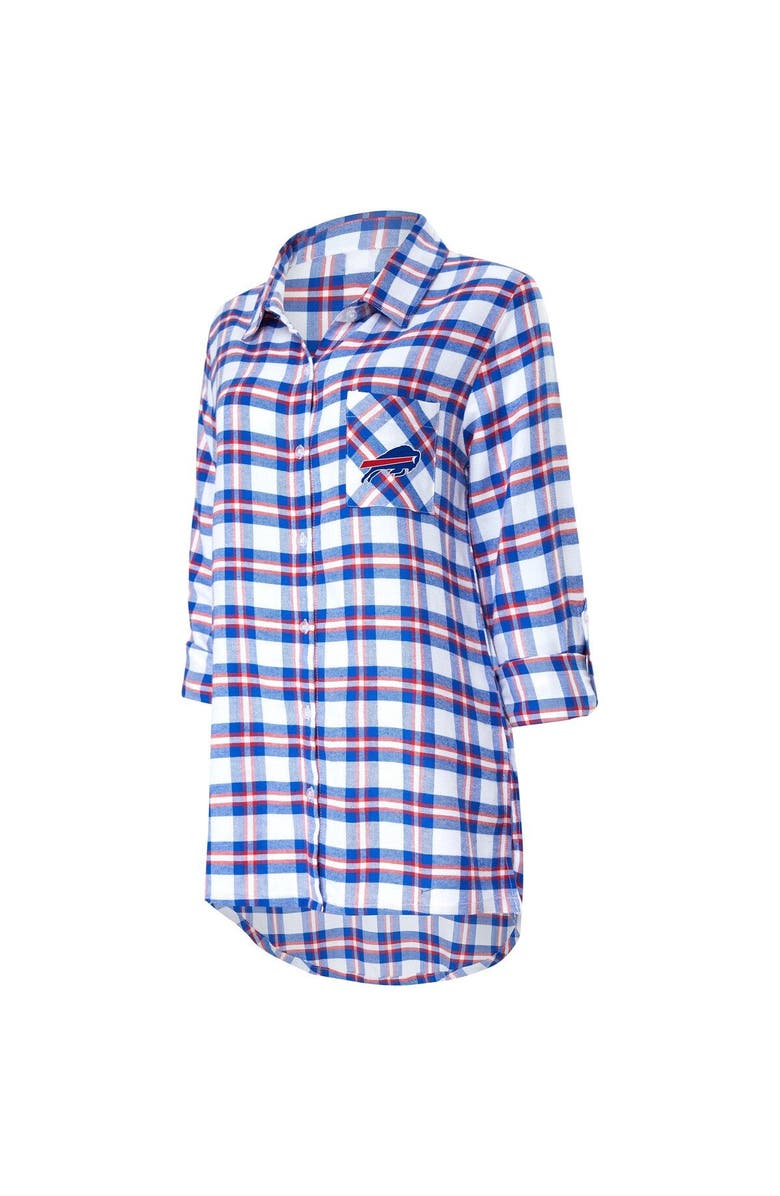 CONCEPTS SPORT Women's Concepts Sport Royal Buffalo Bills Sienna Plaid Full-Button Long Sleeve Nightshirt, Alternate, color, Royal