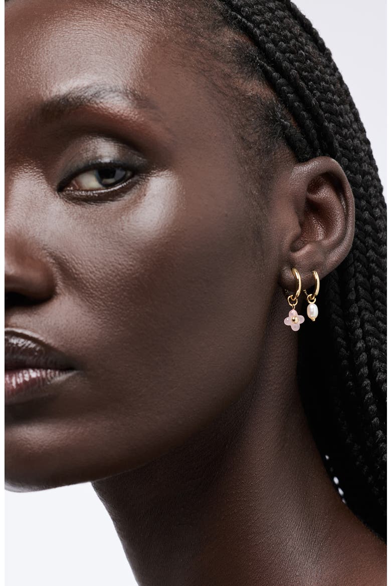 Liora Rose Quartz Drop Hoop Earrings, Alternate, color, GOLD / PINK