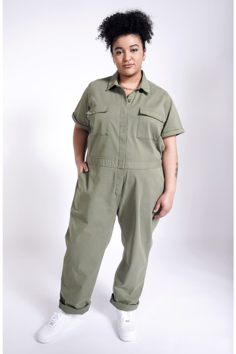 Utility Short Sleeve Jumpsuit (Nordstrom Exclusive), Alternate, color, OLIVE
