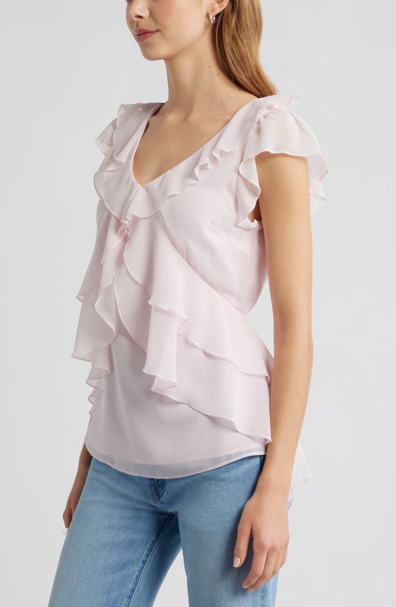 Open Edit Chiffon Ruffle Top, Alternate, color, Pink Carinaria