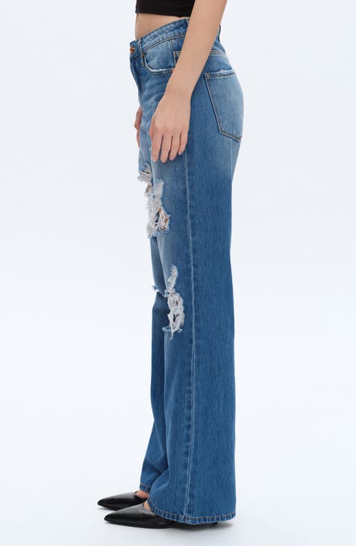 Bayeas Rita Ripped Super High Waist Wide Leg Jeans In Blue