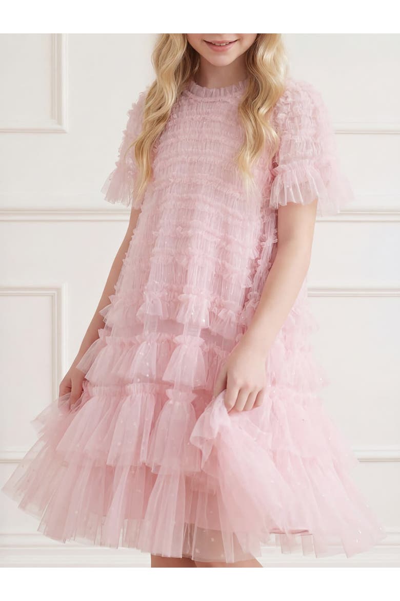 Kids' Valentine Ruffle Detail Dress, Alternate, color, Shell