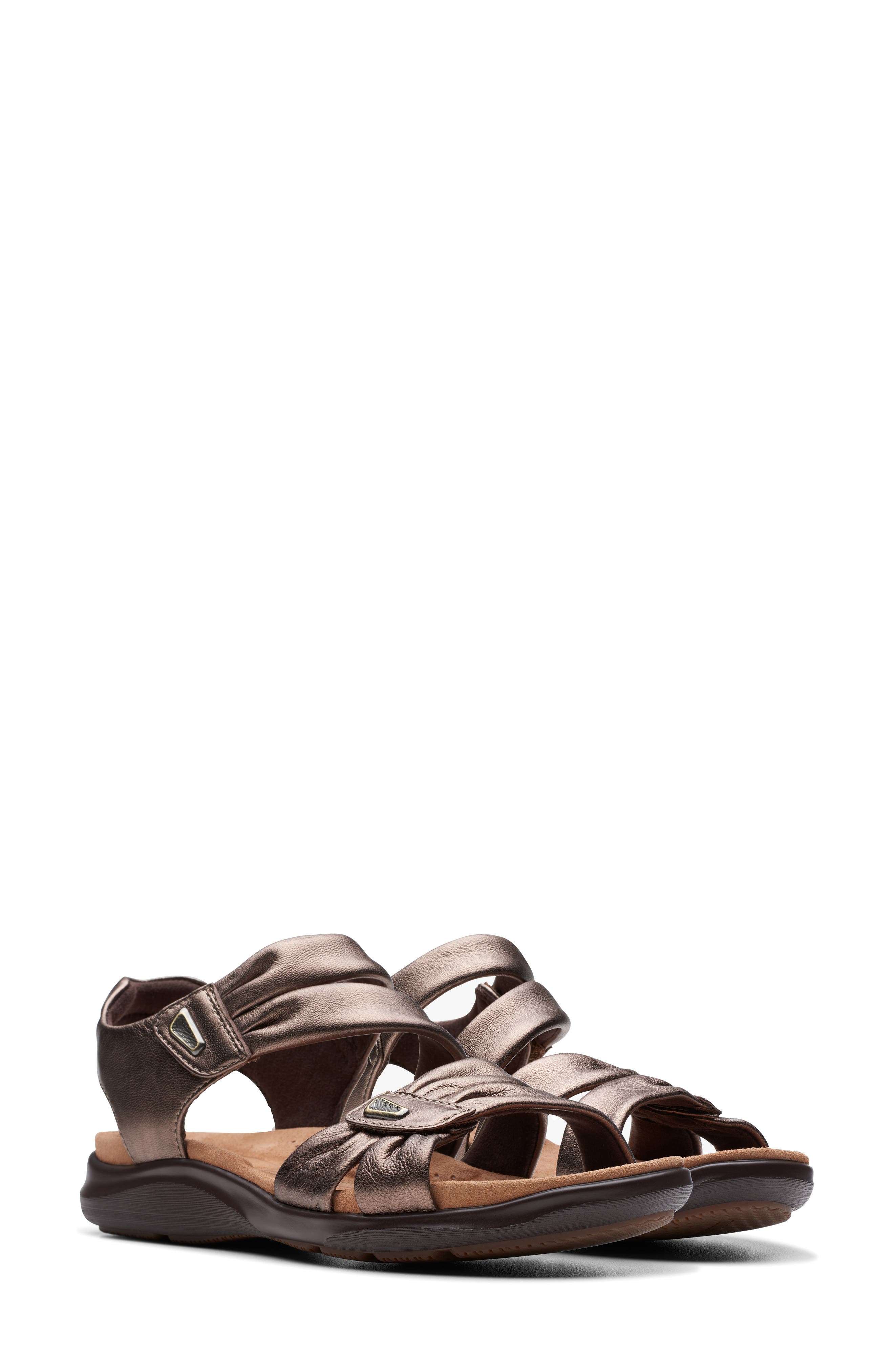 Clarks<sup>®</sup> Kitly Ave Sandal, Main, color, Bronze Leather
