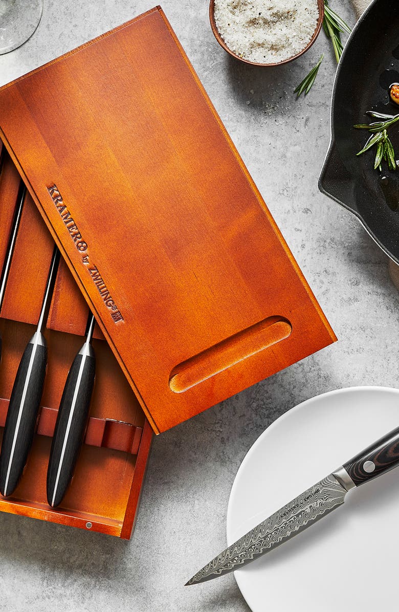 ZWILLING Kramer Euroline Damascus Collection 4-Piece Steak Knives Set, Alternate, color, Stainless Steel