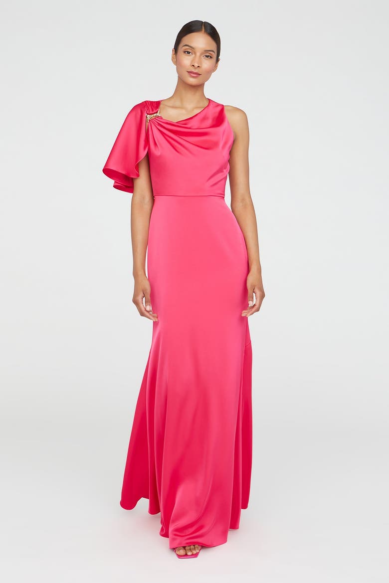 Darcie Flutter Sleeve Gown, Alternate, color, Begonia