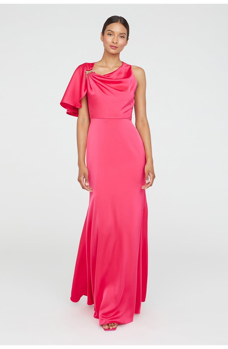 Theia Darcie Flutter Sleeve Gown, Alternate, color, Begonia